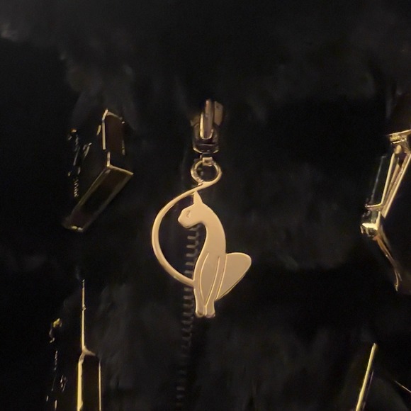 Vintage Baby Phat Y2k Faux Fur Coat Jacket Rare Gold Logo Women's Cropped Large - Picture 3 of 5